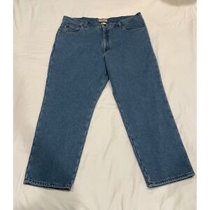 LL Bean Mens Classic Fit Flannel Lined Jeans Blue‎ Denim Size 42x29